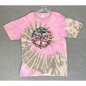 Vintage Siesta Key Beach Florida Shirt‎ Mens Large Tie-Dye Short Sleeve Anchor